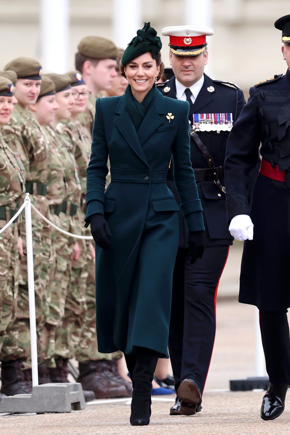 london, england march 17: catherine, princess of wales during the 2025 irish guards st. patricks day parade at wellington barracks on march 17, 2025 in london, england. catherine, princess of wales attends the parade as colonel of the regiment. (photo by chris jackson/getty images)