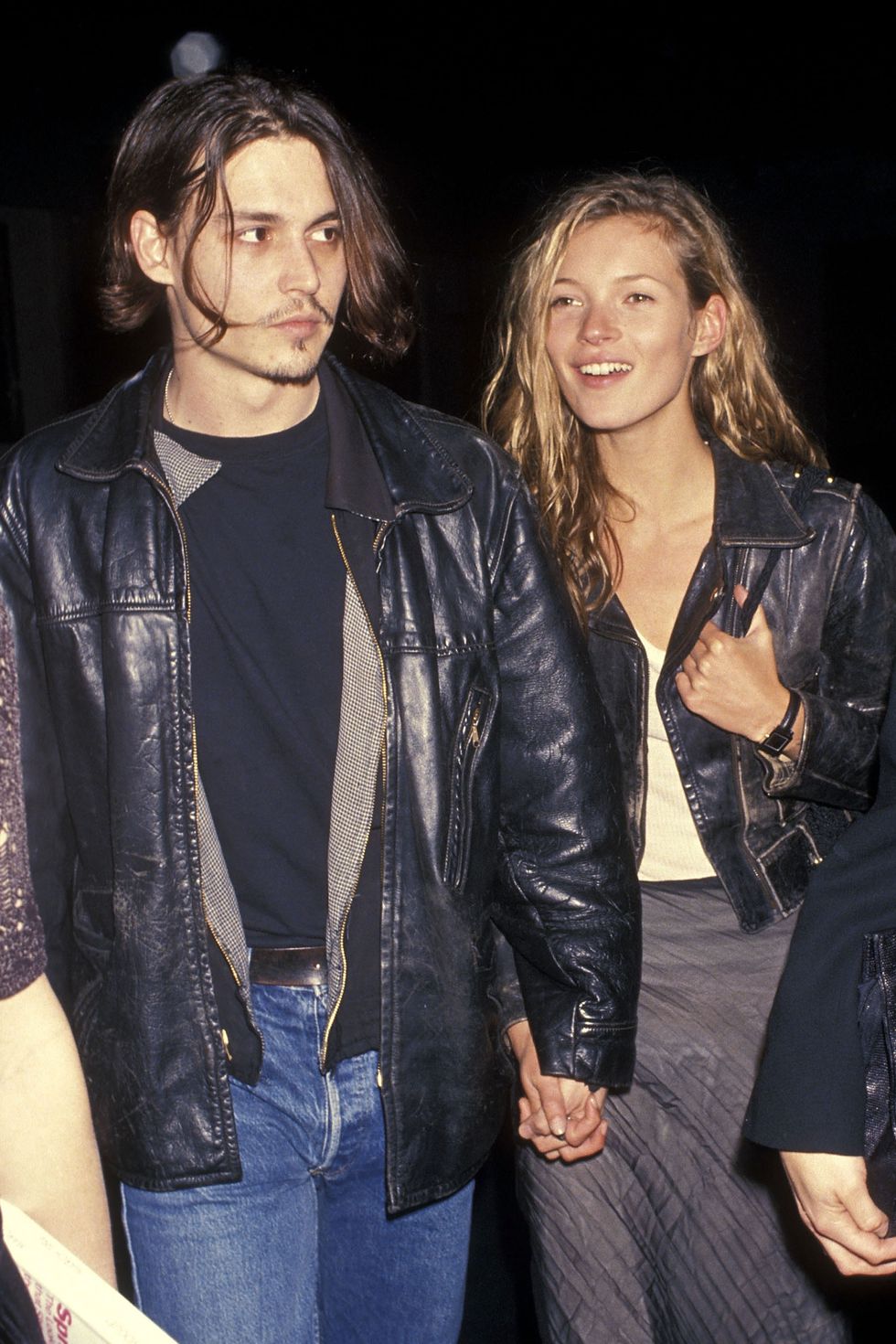 culver city,ca   february 22   actor johnny depp and model kate moss attend the richard tyler's new fashion collection and screening of johnny depp's directorial debut of short film "banter" to benefit the drug abuse resistance education dare on february 22, 1994 at smashbox studios in culver city, california photo by ron galella, ltdron galella collection via getty images