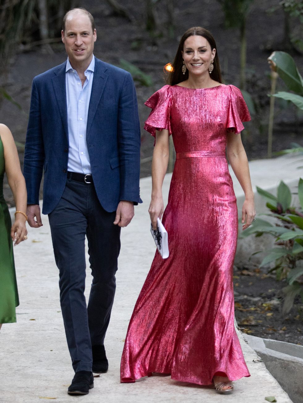 Kate Middleton wears pink sequin The Vampire's Wife dress in Belize