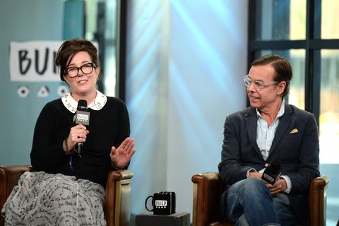 Designers Kate Spade and Andy Spade attend AOL Build Series to discuss their latest project Frances Valentine at Build Studio on April 28, 2017 in New York City.  