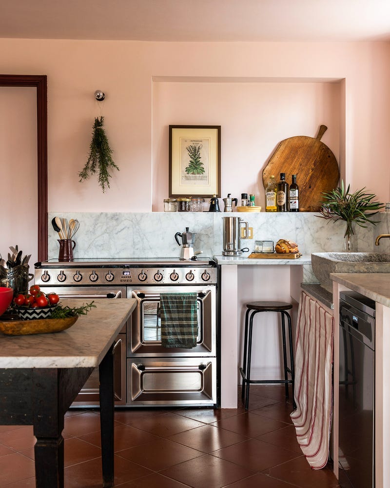 pink rustic kitchen