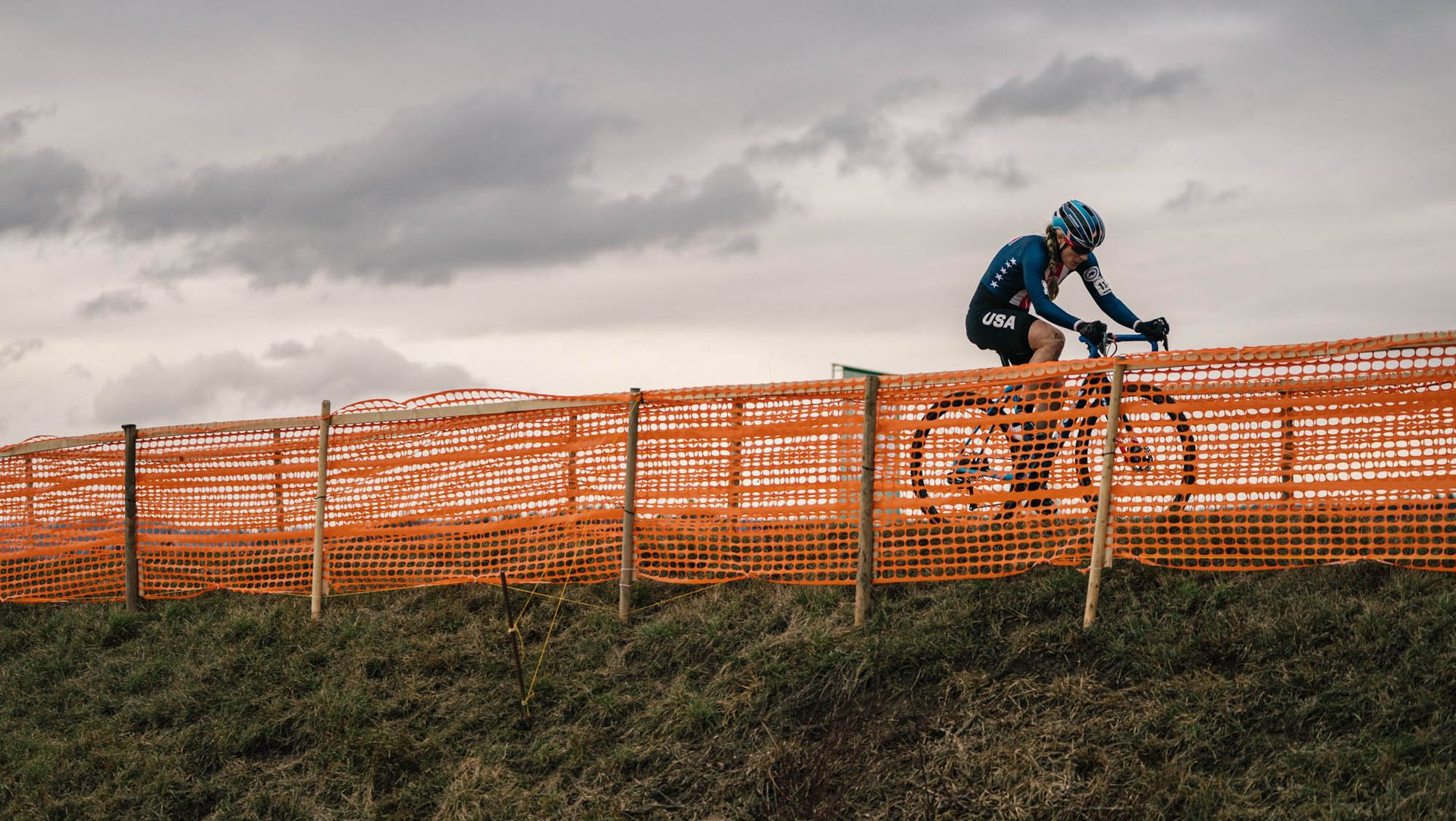 Katie Compton competes at the UCI Cyclocross World Championships in Switzerland on February 1, 2020.