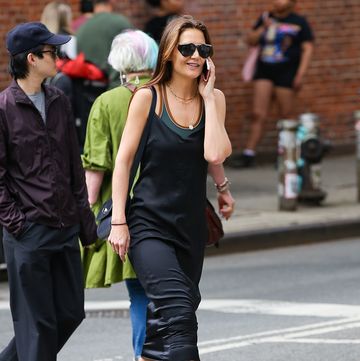 katie holmes layers a slipdress over a tank again