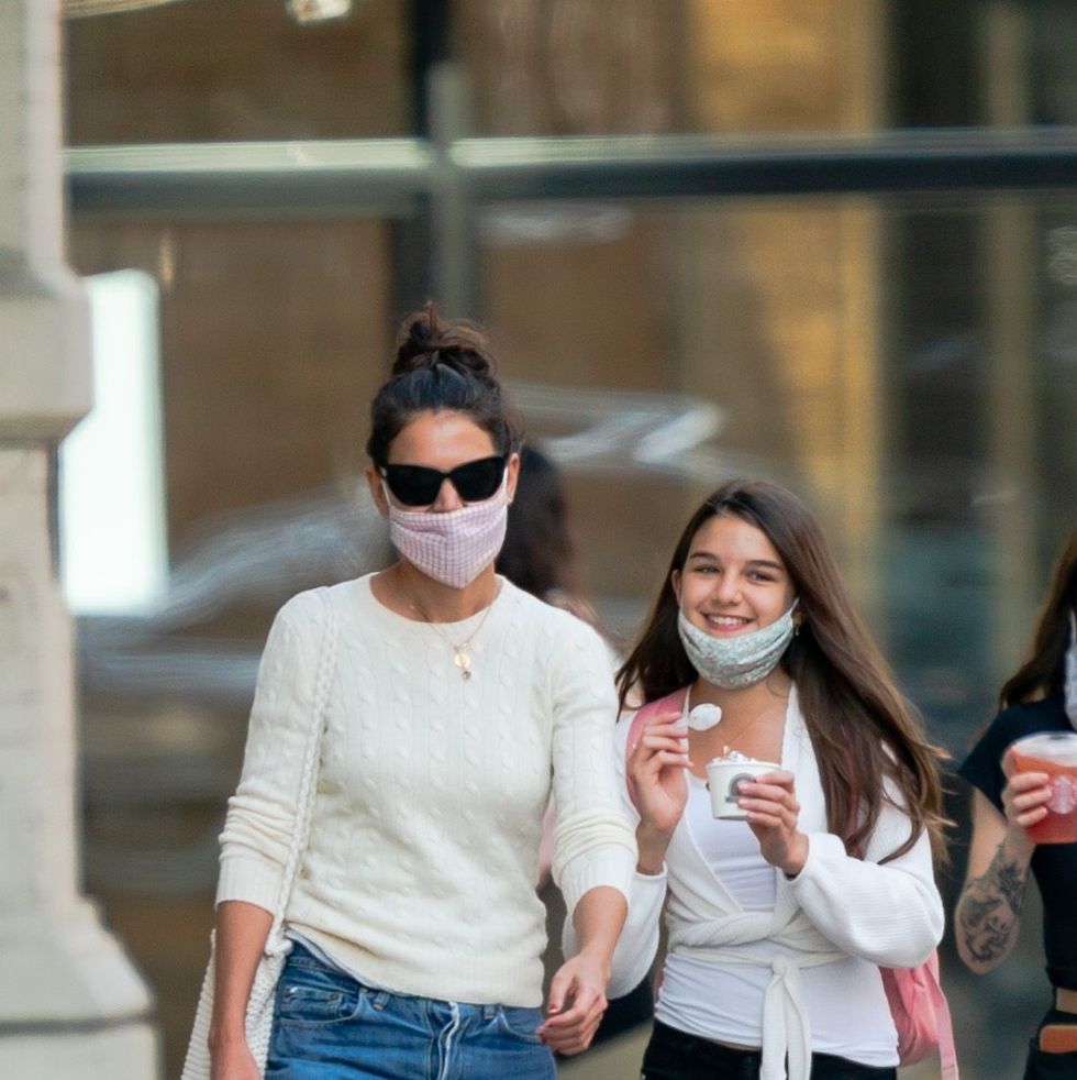 new york, new york   september 08 katie holmes and suri cruise are seen on september 08, 2020 in new york city photo by gothamgc images