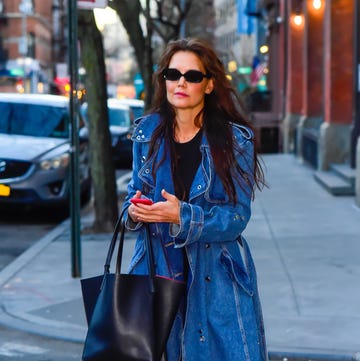 denim trenchcoat katie holmes