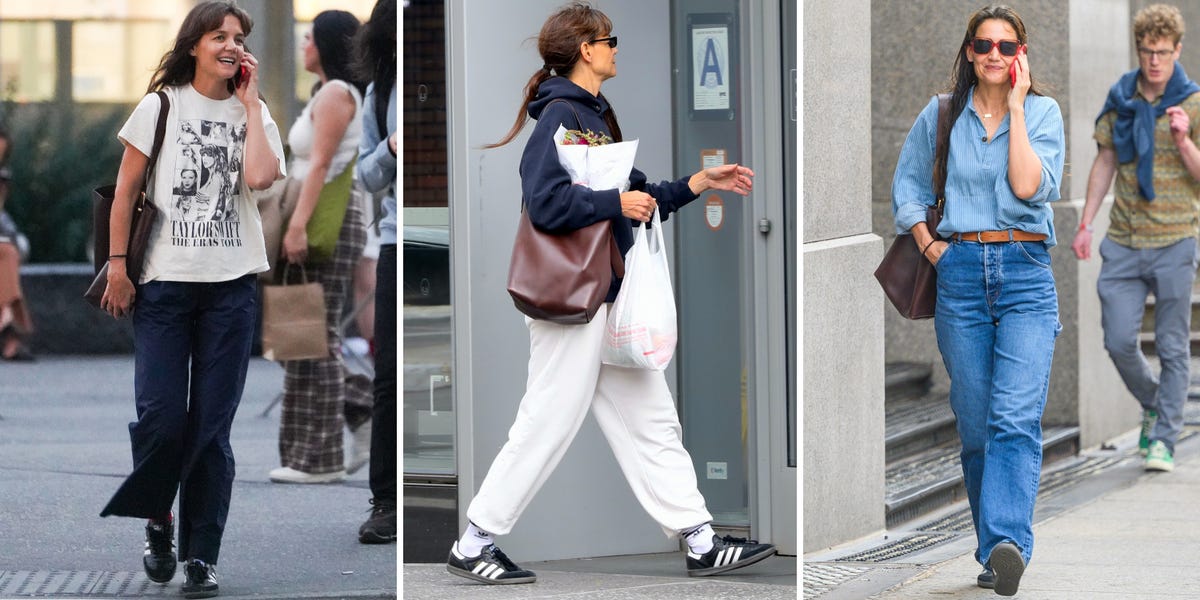 Katie Holmes Wore Baggy Jeans With a Big Black Tote Bag