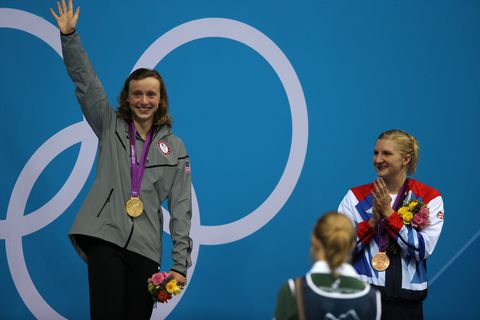 katie ledecky, usa, winning the gold medal in the women's 800m freestyle final
