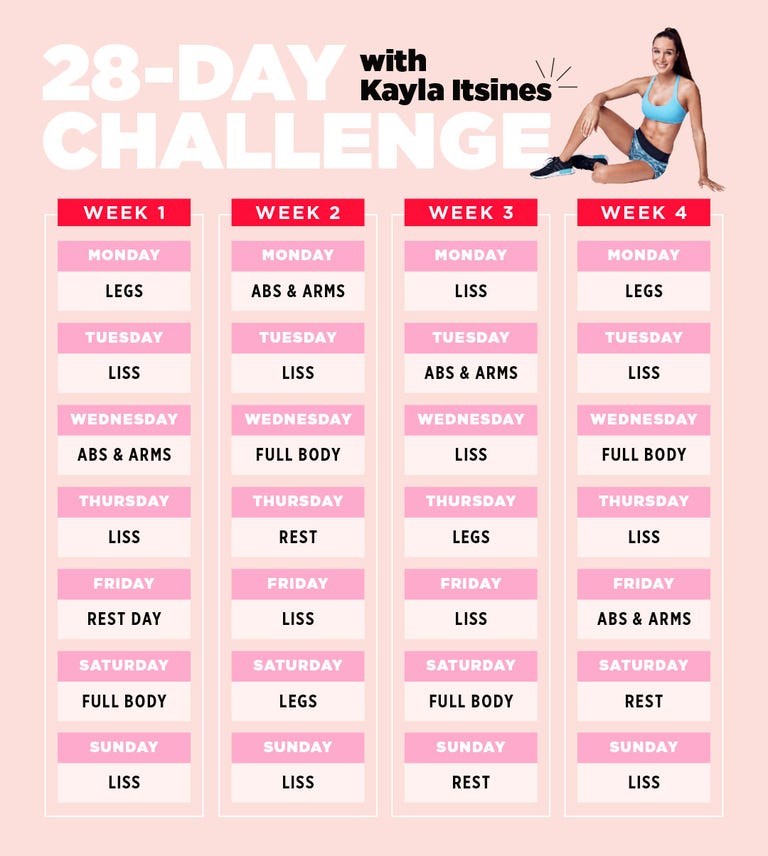 Kayla Itsines' 28-day Home Workout Plan - No Kit Needed