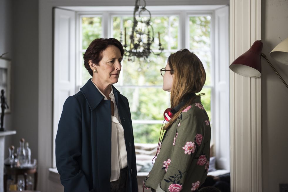 Fiona Shaw, captured behind the scenes of Killing Eve.