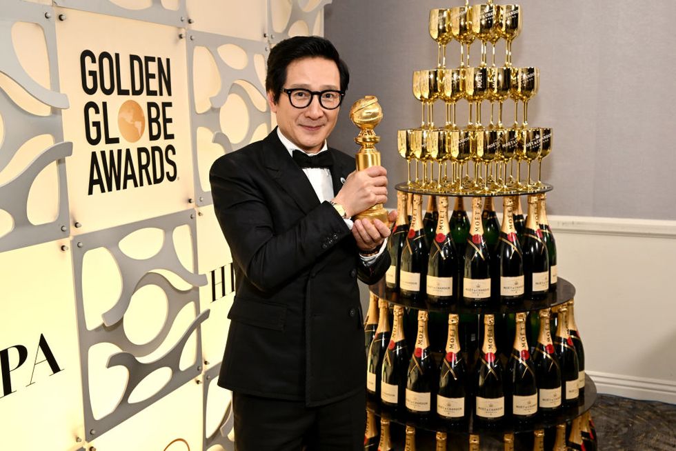 moët and chandon at the 80th annual golden globe awards backstage