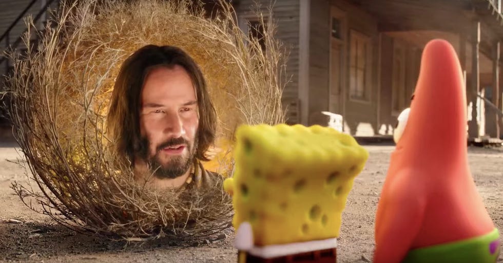 keanu reeves in the spongebob movie sponge on the run trailer