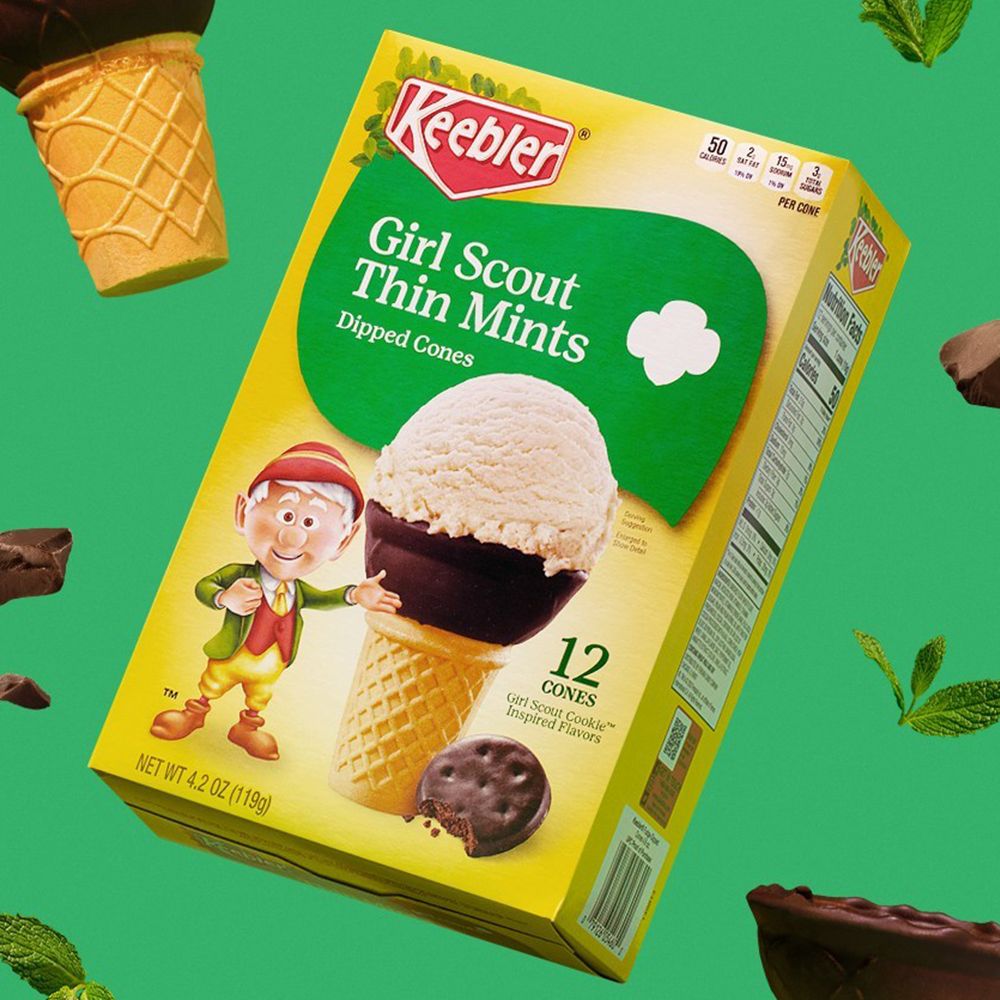 keebler girl scouts thin mints cookie ice cream dipped cones