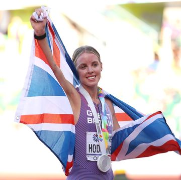 eugene, oregon   july 24 keely hodgkinson of team great britain celebrates winning silver in the womens 800m final on day ten of the world athletics championships oregon22 at hayward field on july 24, 2022 in eugene, oregon photo by ezra shawgetty images