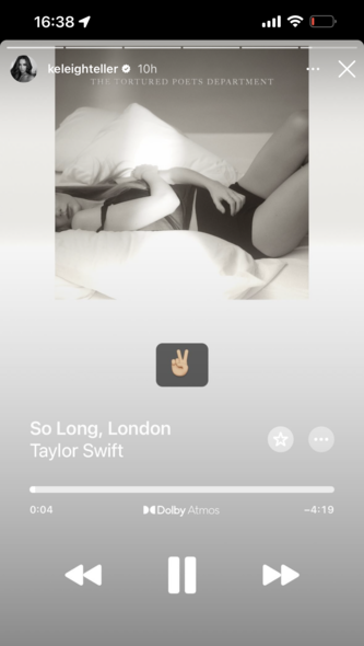 Keleigh teller screenshot of so long london taylor swift