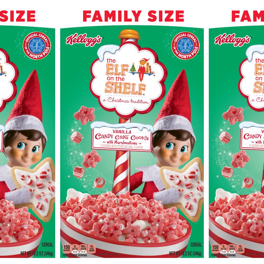 kellogg's elf on the shelf vanilla candy cane with marshmallow cereal