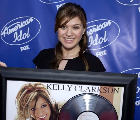 "american idol" season 2 finale kelly clarkson receives her platinum album backstage