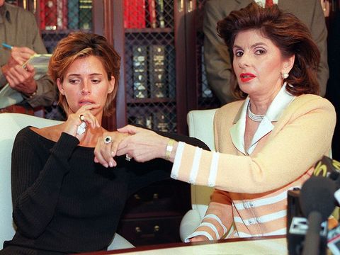 Kelly Fisher and Gloria Allred announcing legal action against Dodi al Fayed