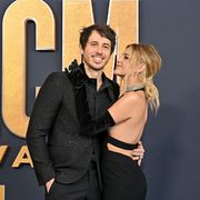 morgan evans and kelsea ballerini attend the 57th academy of country music awards