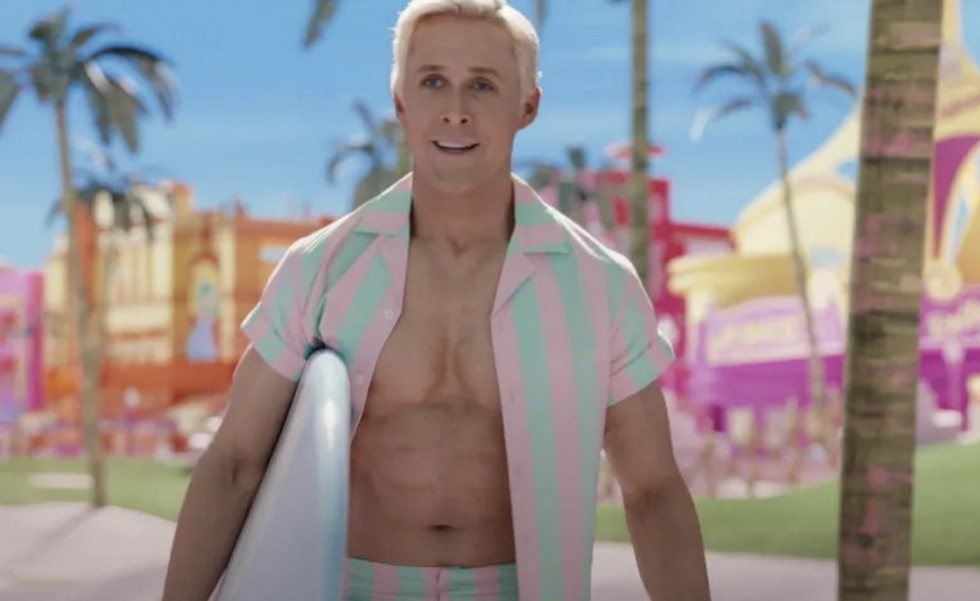 Barbie Movie Beach Men's Ken Costume Shirt and shorts Adult pink aqua  striped