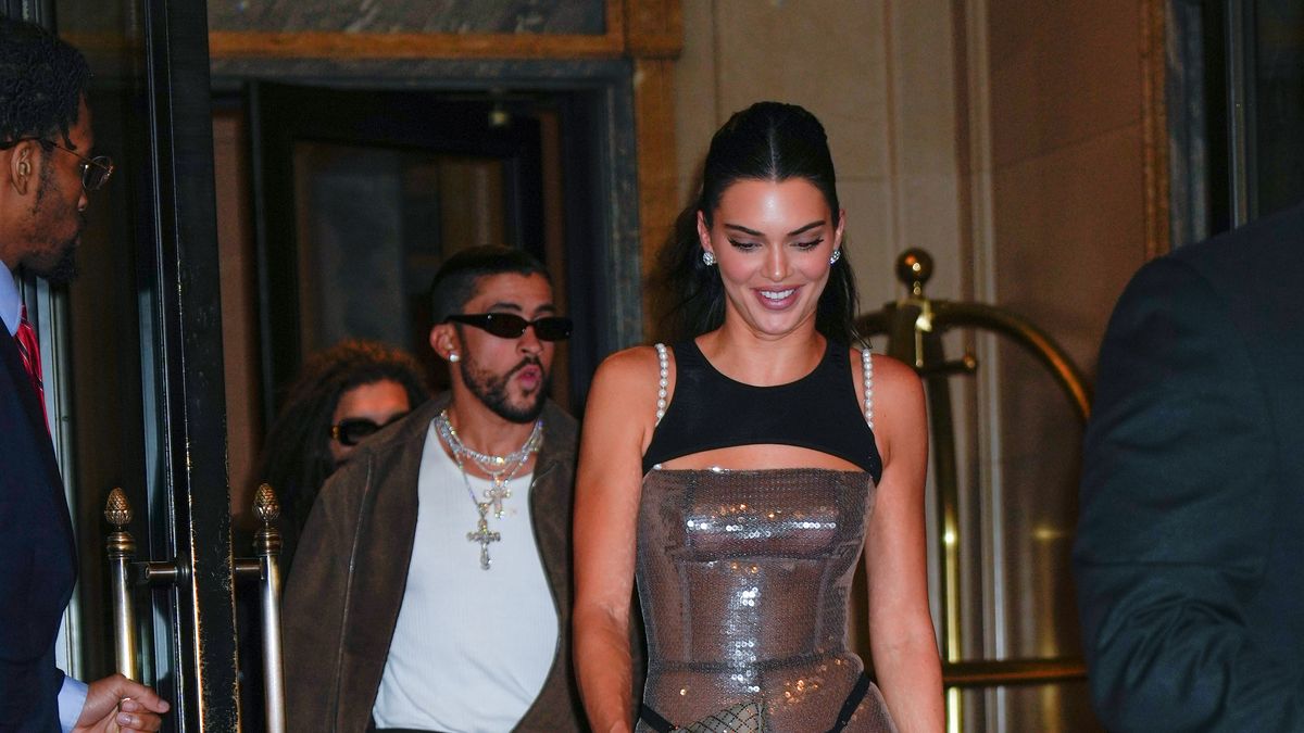 Kendall Jenner and Bad Bunny Just Went Fashion Week Official In  Coordinating Couple's Outfits