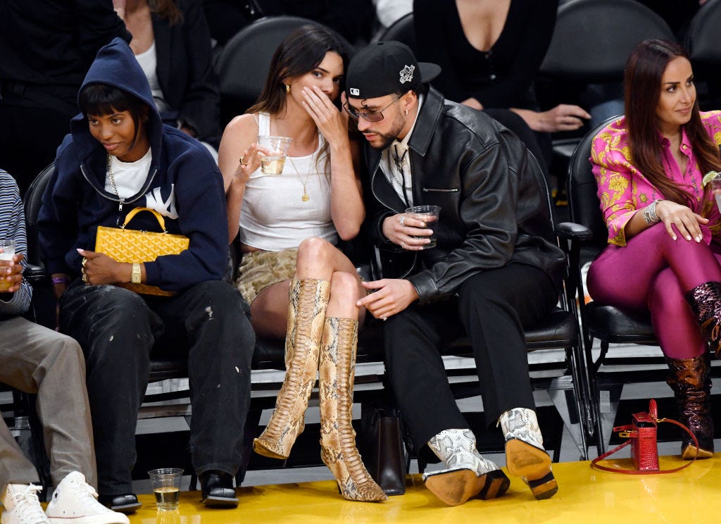 Kendall Jenner and Bad Bunny Get Cozy Sitting Courtside at the Lakers Game