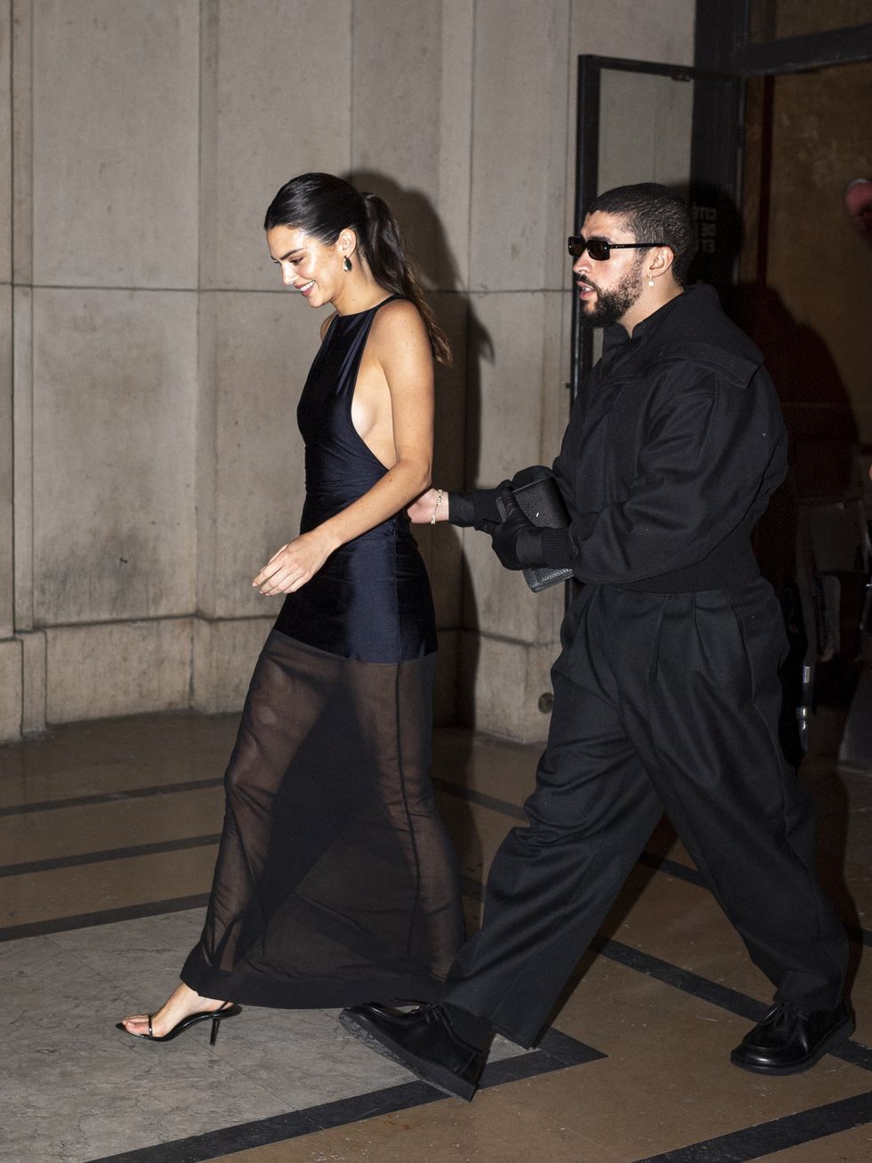 Kendall Jenner Elevates a Semi-Sheer Black Dress on a Date With Bad Bunny - ELLE
