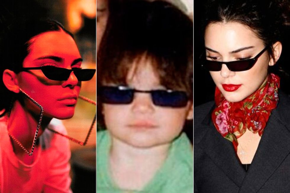 Kendall Jenner con gafas similares de niña y en 2018