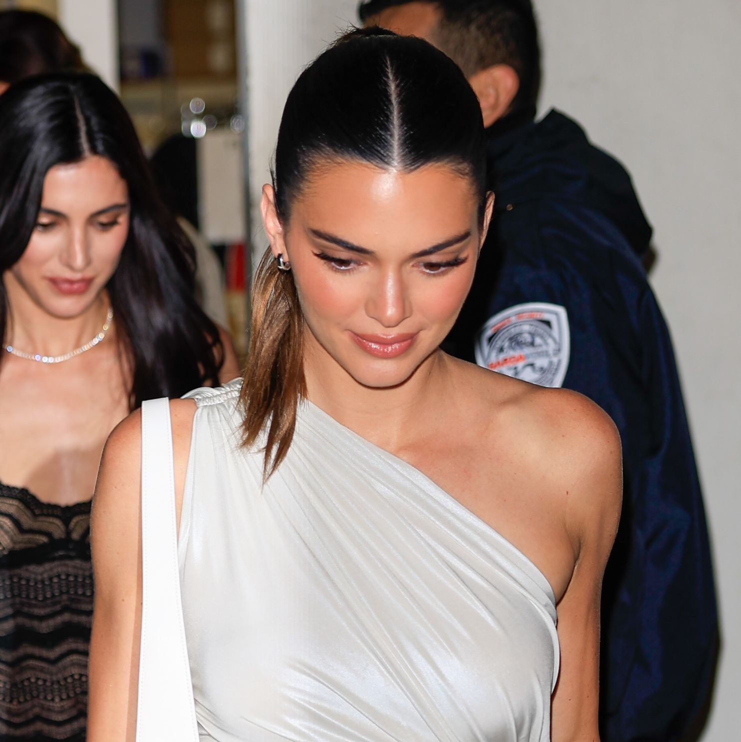 Kendall Jenner Wears White Bodycon Minidress to Pop Up Event