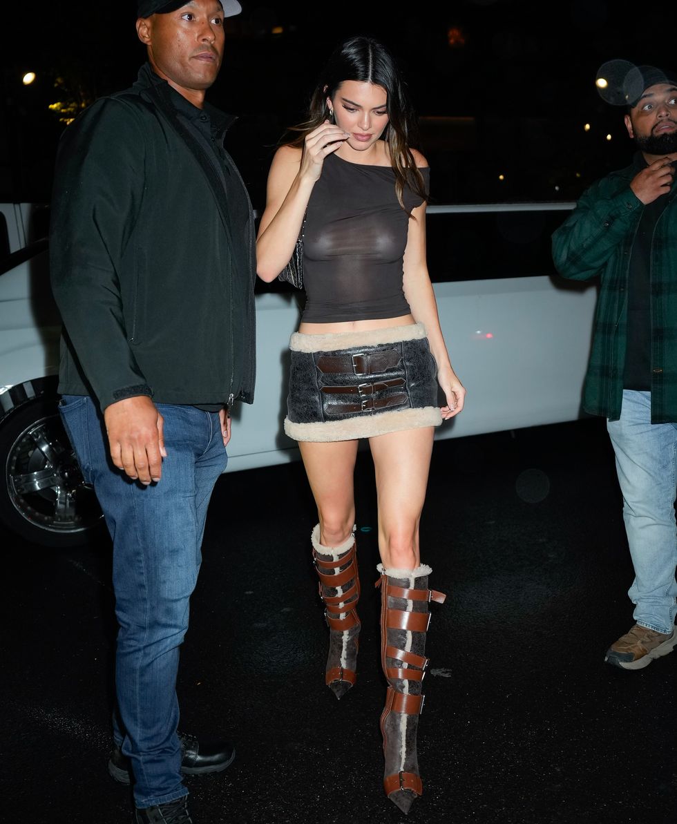 Kendall Jenner Wore See-Through Crop Top and Micro Miniskirt on