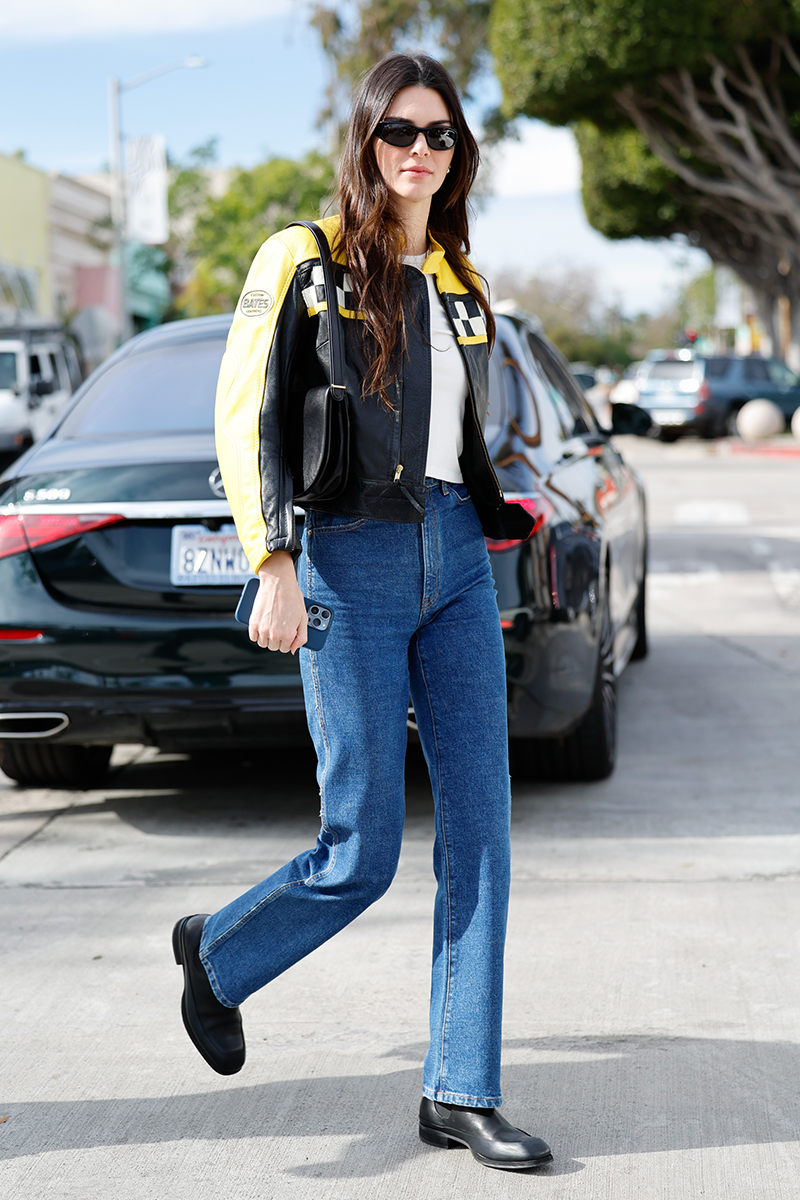 Kendall Jenner's Dark Wash Jeans and Loafers Streetstyle