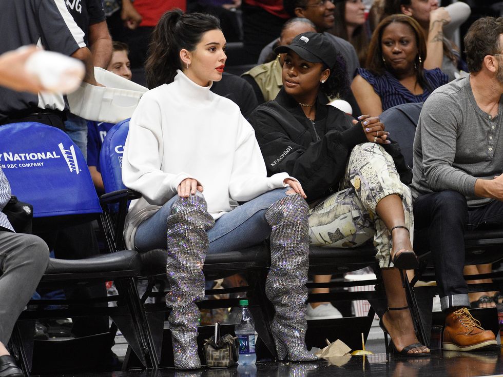 Kendall Jenner wearing Saint Laurent boots