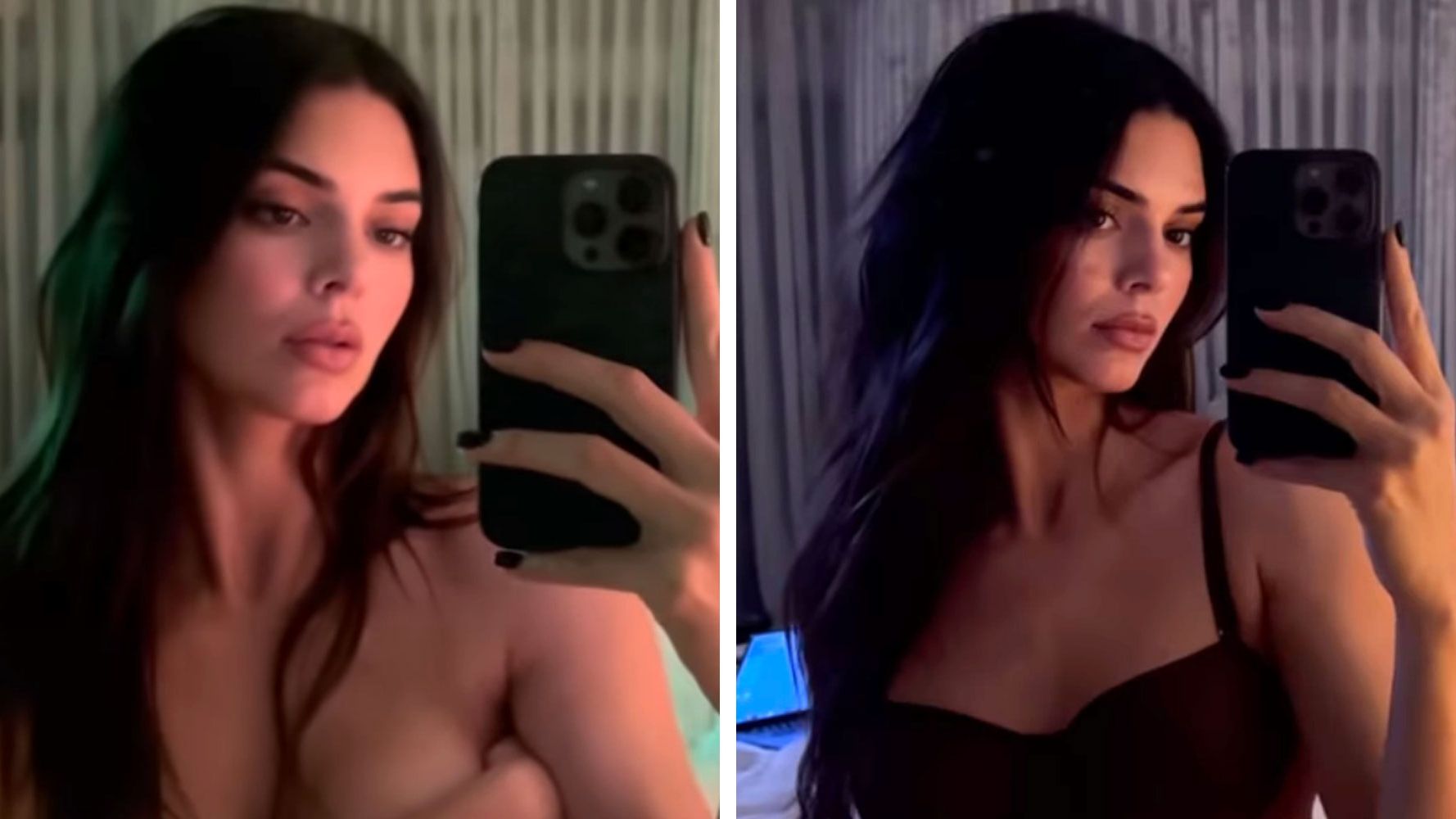 Kendall Jenner Posed Topless in a Black Lingerie Set on Instagram
