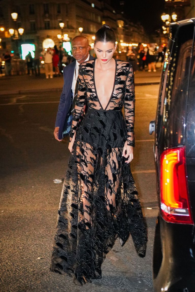 Kendall Jenner wearing naked see-through dress