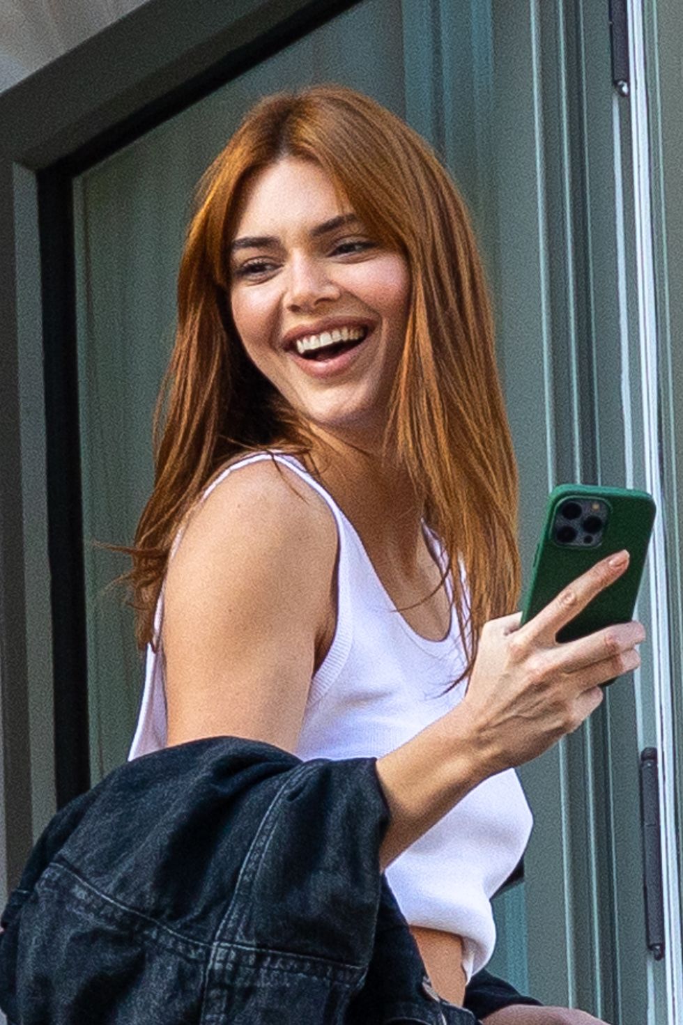 kendall jenner with copper red hair in paris