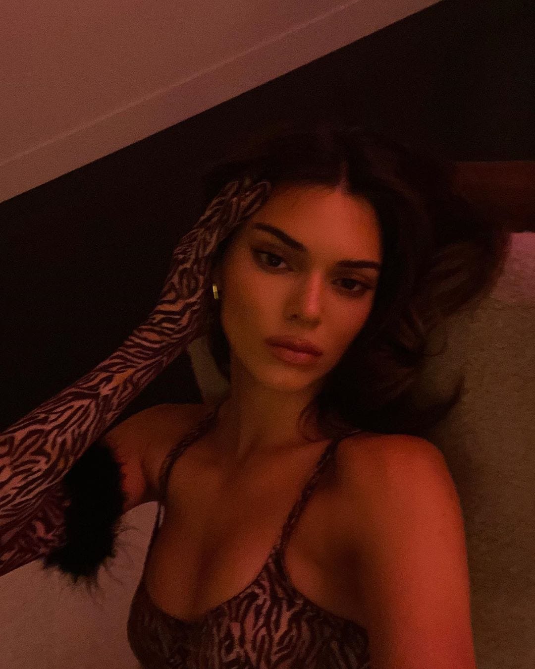 Kendall Jenner Poses In Tiger Print Lingerie For New Kylie Cosmetics Collab