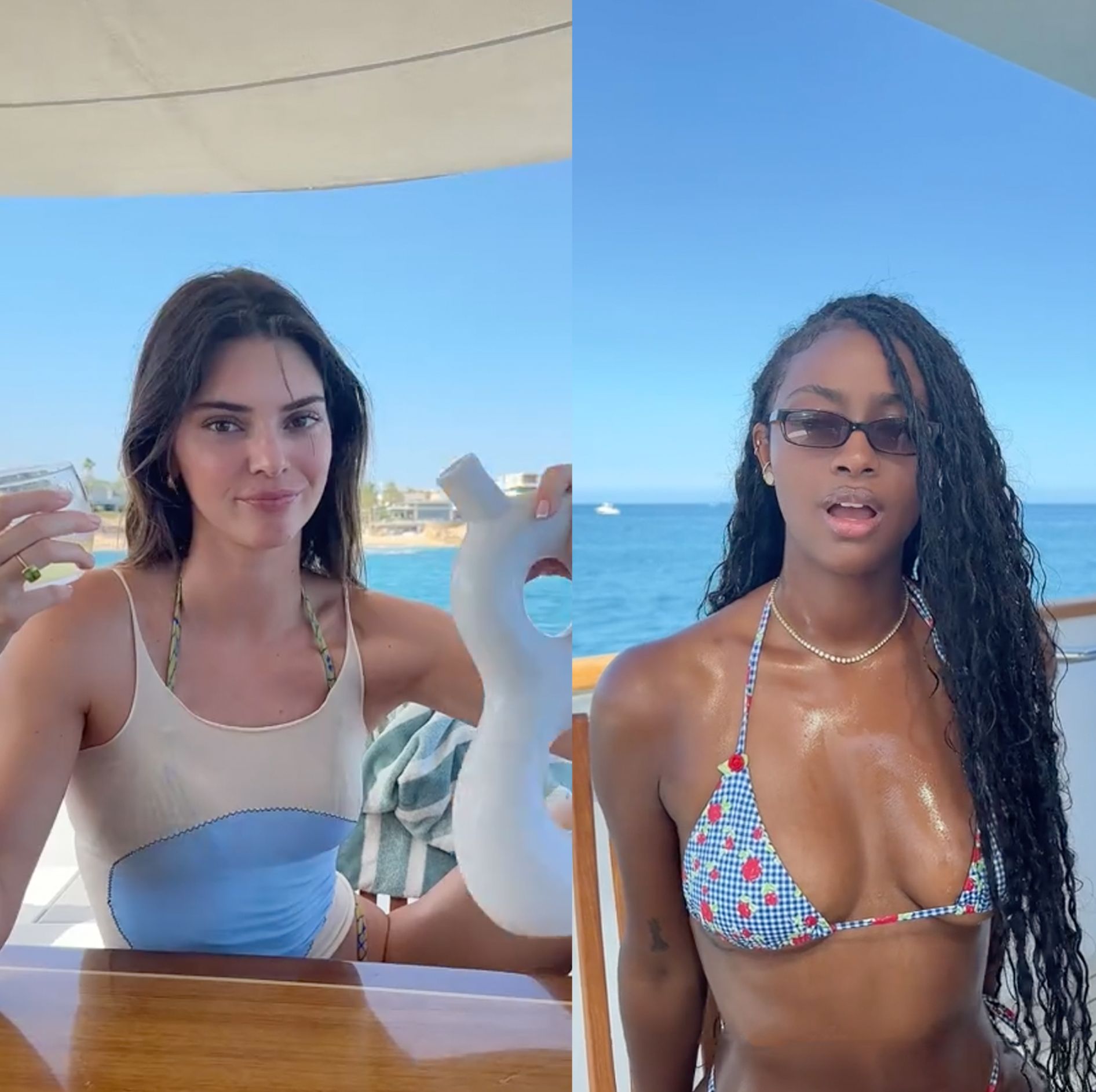 Kendall Jenner, Justine Skye, Lori Harvey, and Hailey Bieber Enjoy a Girls' Yacht Day in String Bikinis