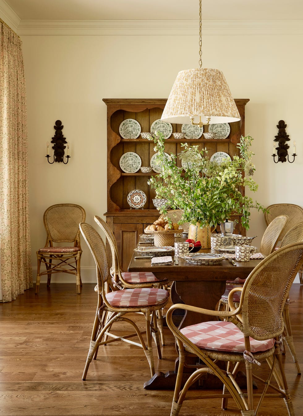 breakfast room with wood hutch and table and chairs