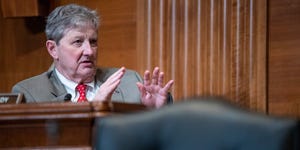 republican senator from louisiana john kennedy questions us secretary of treasury janet yellen as she testifies during a senate appropriations subcommittee hearing to examine the 2022 budget request for the treasury department on june 23, 2021 at the us capitol in washington, dc photo by shawn thew  pool  afp photo by shawn thewpoolafp via getty images