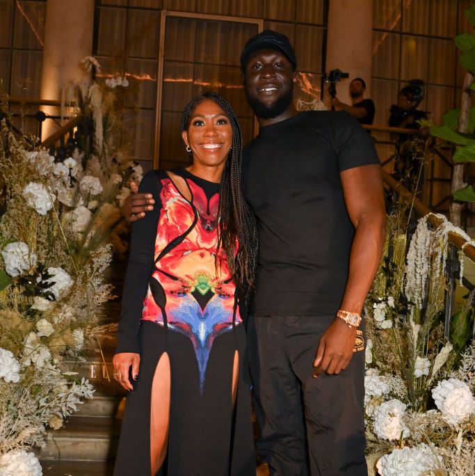 london, england september 05 kenya hunt, editor in chief of elle uk, and stormzy attend the elle style awards 2023, in partnership with tiffany co at the old sessions house on september 5, 2023 in london, england photo by dave benettgetty images for elle style awards 2023