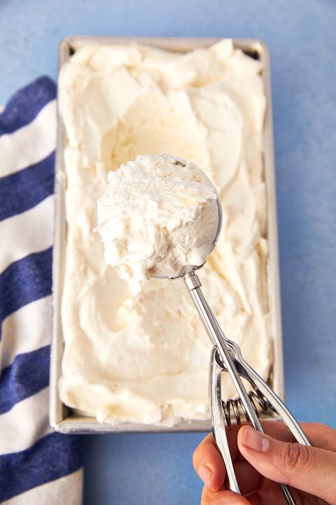 keto vanilla ice cream with an ice cream scoop