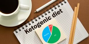 ketogenic diet notes in the notebook in the office deskconcept of ketogenic diet with chart
