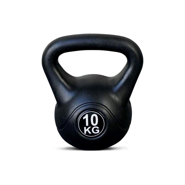 kettlebell 10 kg binnen buiten zwart gewicht training workout krachttraining fitness