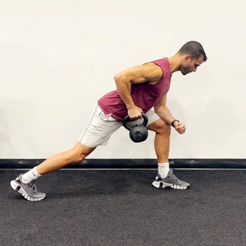 upper Heel kettlebell workout, single arm supported row