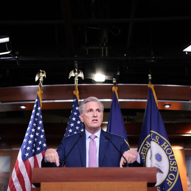 washington, dc   june 25 house minority leader kevin mccarthy r ca answers questions during his weekly news conference at the us capitol june 25, 2021 in washington, dc mccarthy answered a range of questions during his press conference related to pending the establishment of a select committee investigate the attacks on the capitol on january 6, infrastructure legislation, inflation fears in the us economy, and other topics photo by win mcnameegetty images