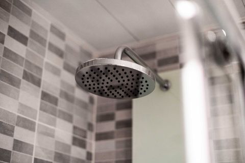 Shower, Plumbing fixture, Shower head, Room, Architecture, Monochrome, Black-and-white, Plumbing, Ceiling, Bathroom, 