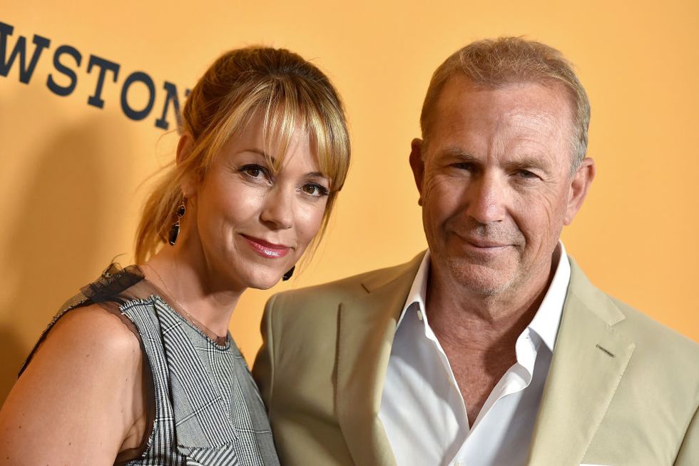 hollywood, ca   june 11  actor kevin costner and christine baumgartner arrive at the premiere of paramount pictures yellowstone at paramount studios on june 11, 2018 in hollywood, california  photo by axellebauer griffinfilmmagic