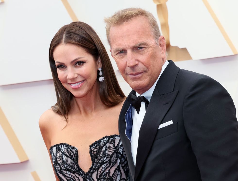 hollywood, california march 27 christine baumgartner and kevin costner attend the 94th annual academy awards at hollywood and highland on march 27, 2022 in hollywood, california photo by david livingstongetty images
