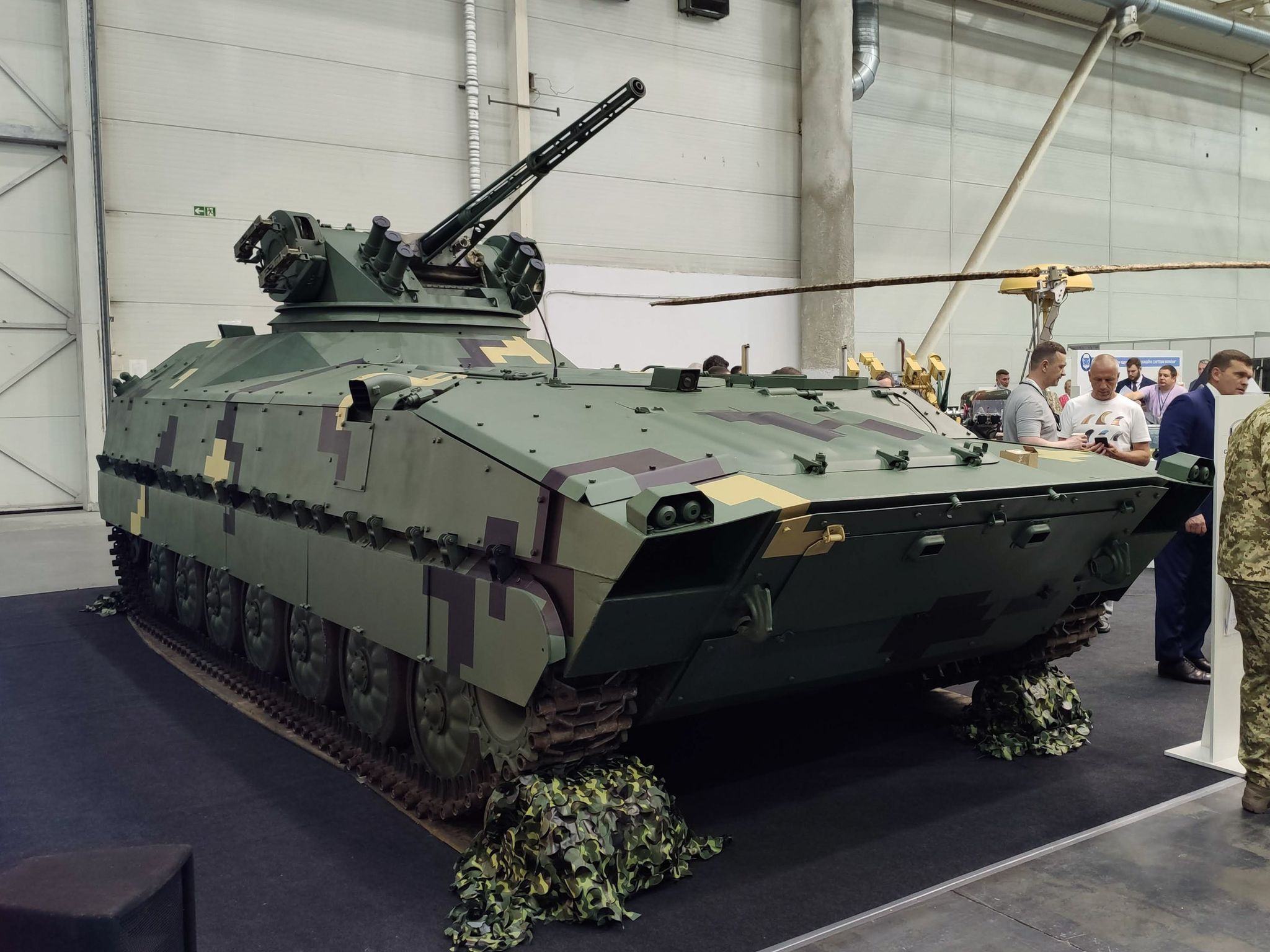 kevlar e fighting vehicle based on mt lbu chassis on display in kyiv with shturm turret