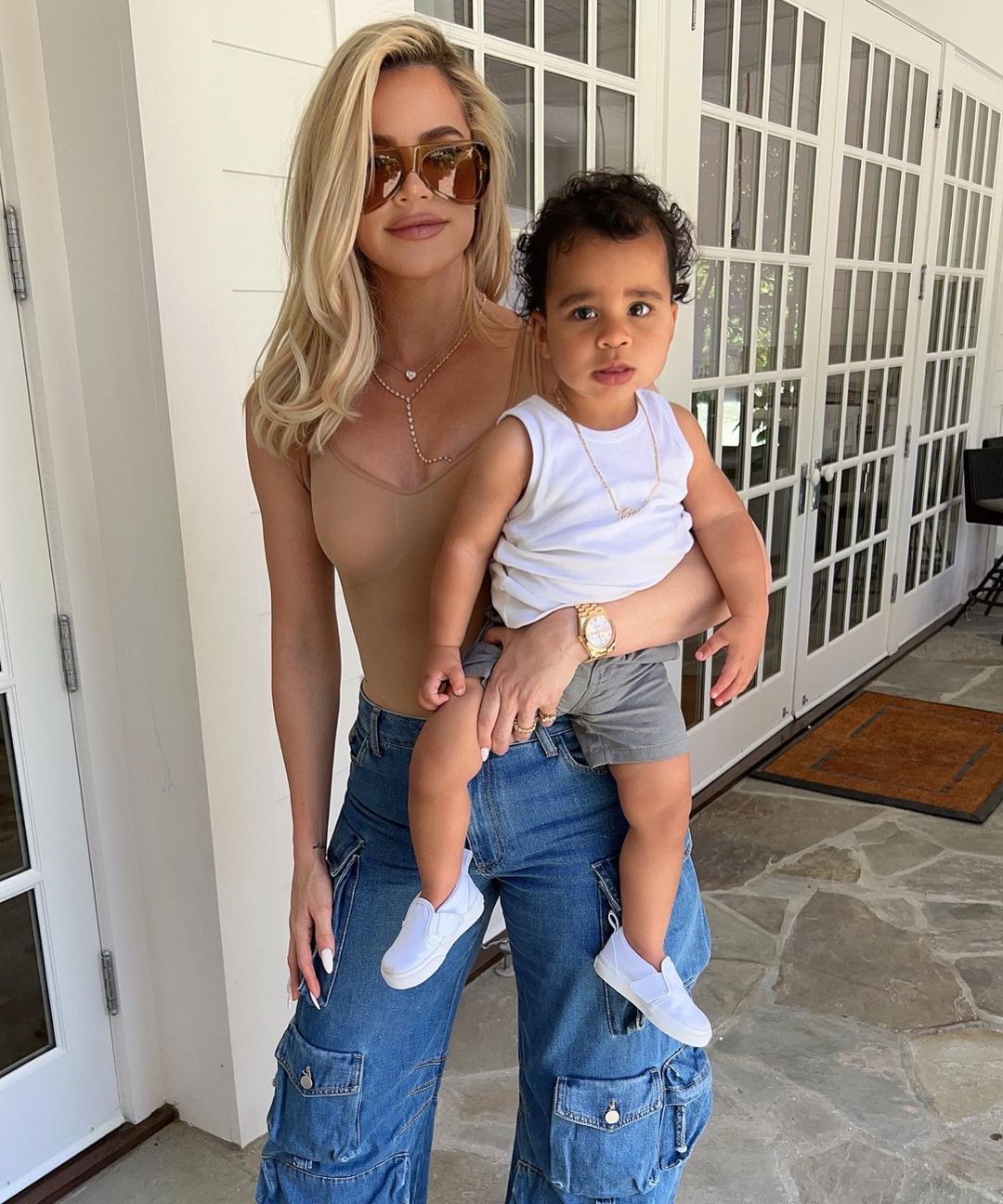 Khloé Kardashian and daughter True, 5, twin in Dolce and Gabbana dresses  during Italy vacation