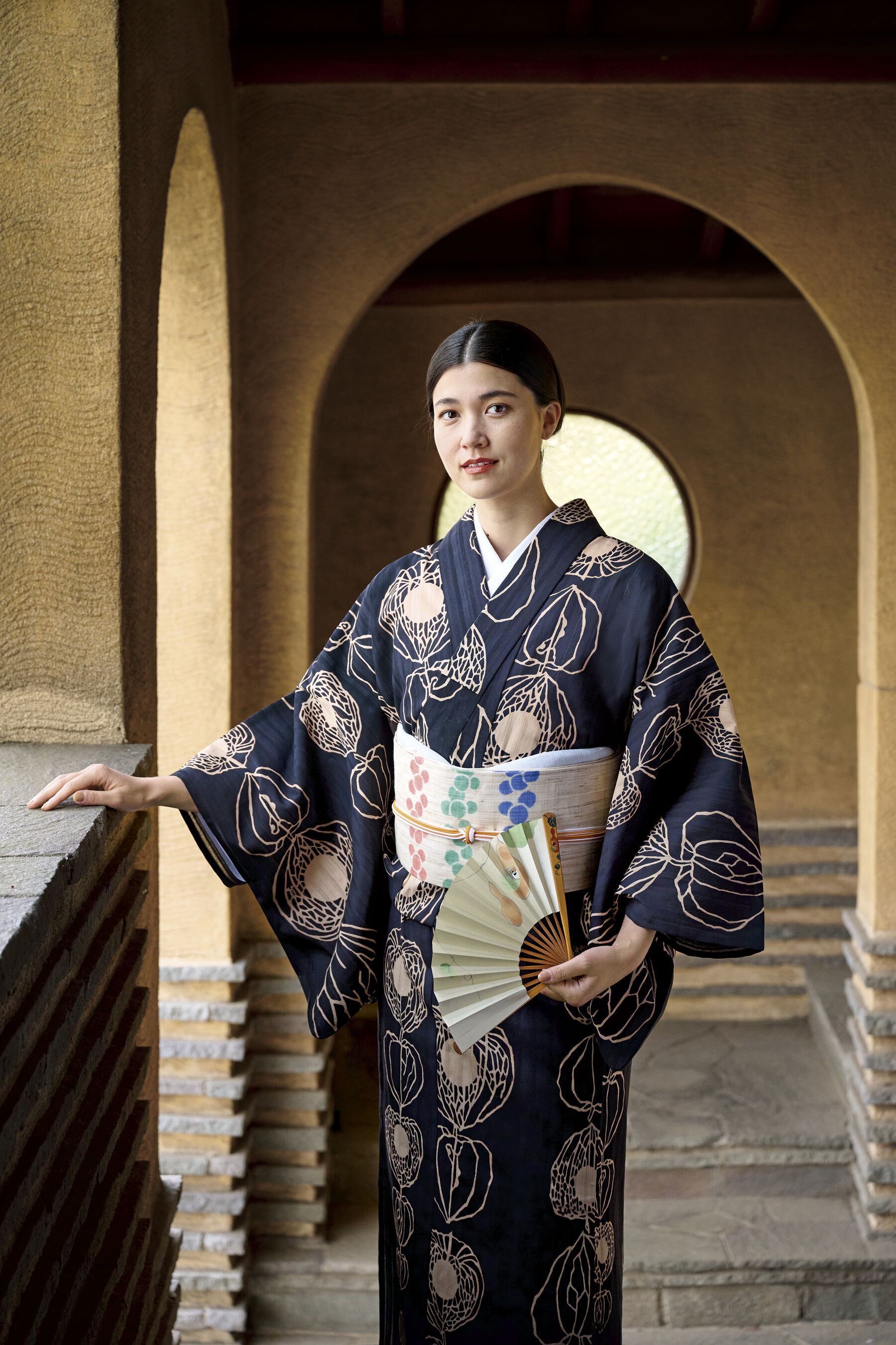大柄花上品粋な浴衣✨早い者勝ちです 即日発送】クリームストライプ地x紫陽花浴衣【浴衣3点セット